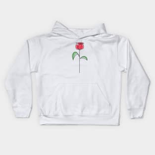 Abstract Rose Flower One Line Art Kids Hoodie